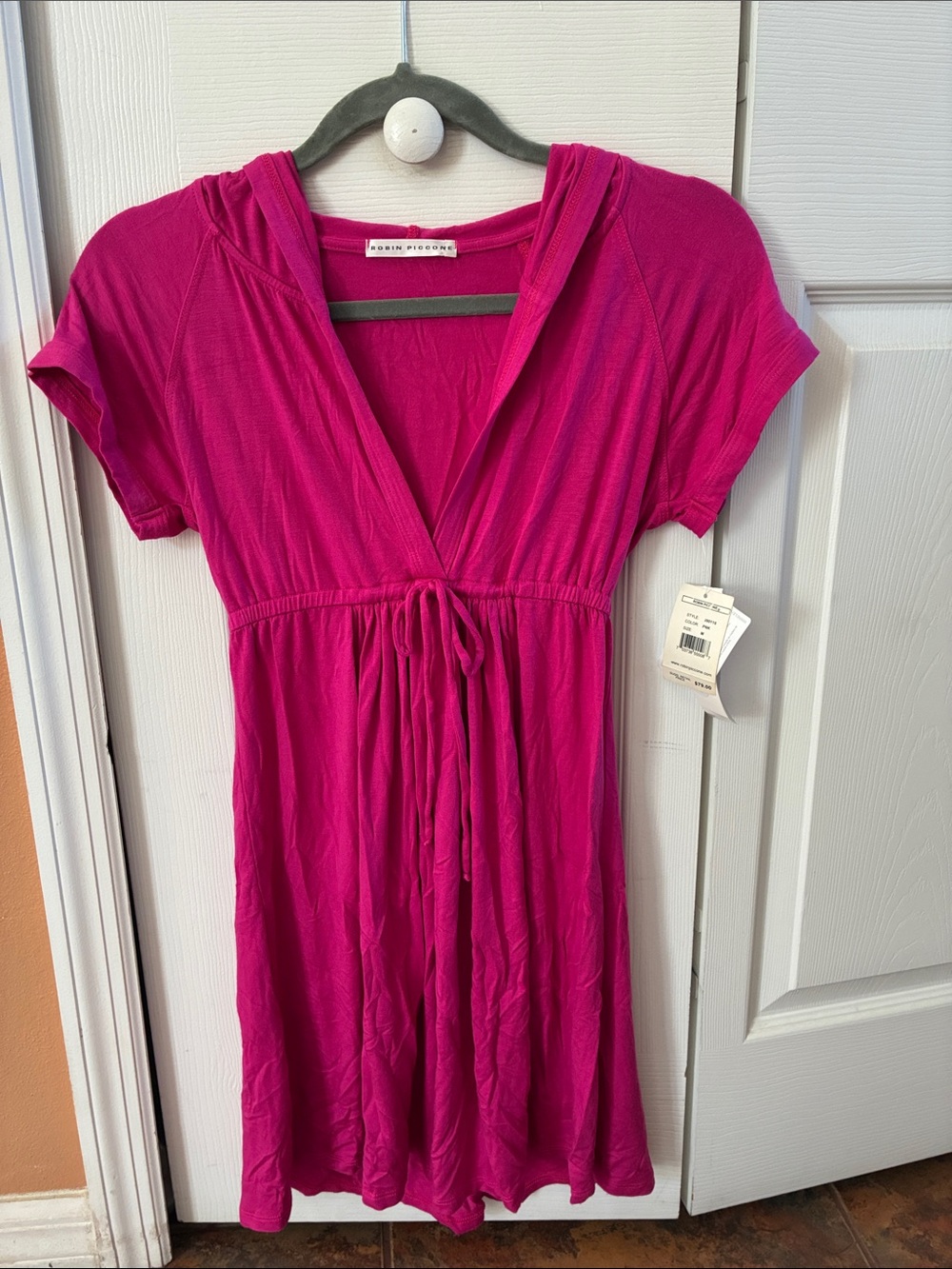 Robin Piccone Fuchsia Hooded Tie-Waist Cover Up